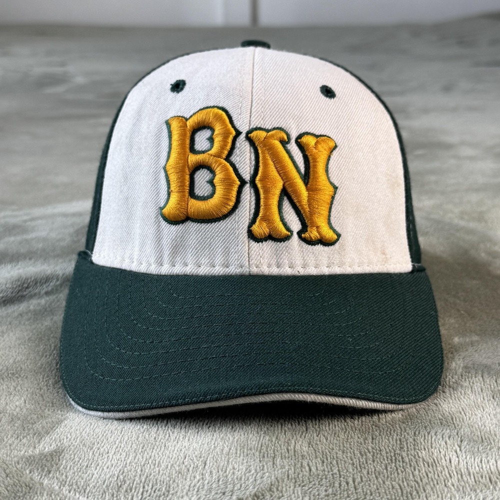 DeLong Hat Cap Fitted Mens 7 1/4 Green White BN Logo Bump‎ Cap Baseball Twill